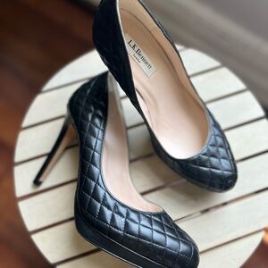 LK Bennett Black Quilted Platform Heels